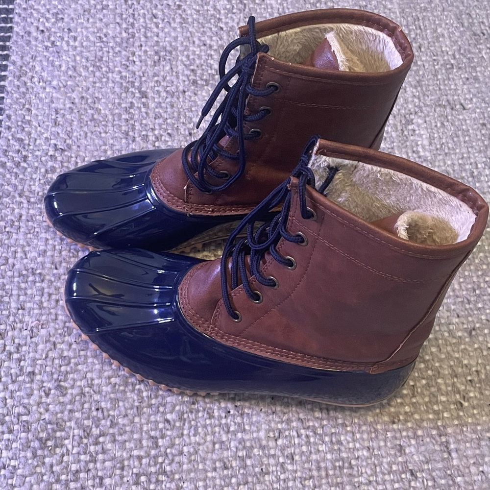 Vintage Sporto Two-tone Duck Boot Brown & Navy size 9M Rainboot Outdoor